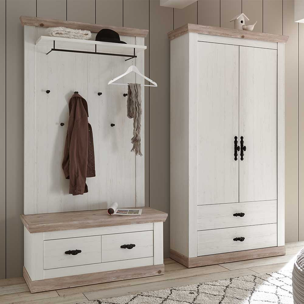 Flur Garderobe &amp; Bank &amp; Schrank - Nedita (Dreiteilig) for Flur Kleiderschrank