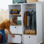 Kinderzimmer Schrank Ptilou – Weiß/Natur With Regard To Kleiderschrank Junge