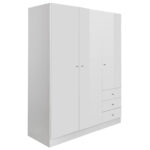 Kleiderschrank – Weiß Hochglanz – 150 Cm Breit For Kleiderschrank 150 Breit