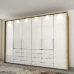 Kombi Kleiderschrank In Weiß Glas &amp; Eiche Bianco - Nuetran for Kleiderschrank 3M Breit