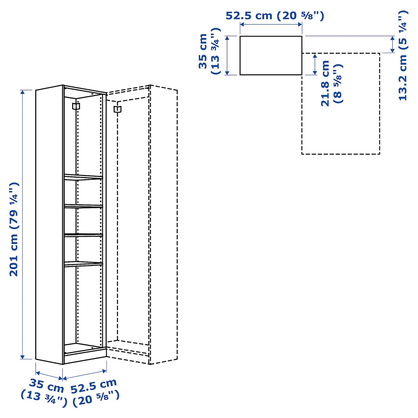 Pax Eckanbauelement/4 Böden - Weiß 53X35X201 Cm throughout Pax Kleiderschrank Maße