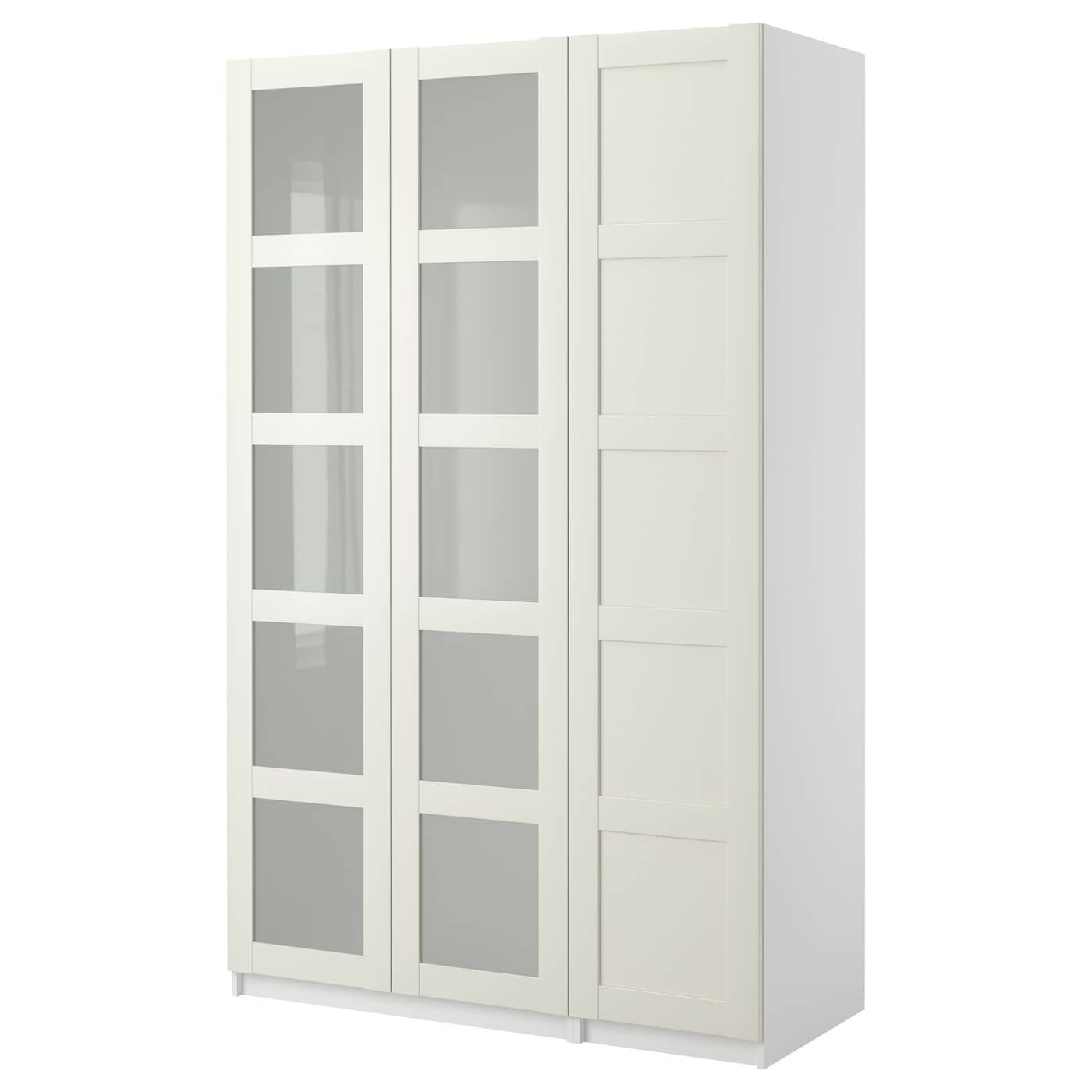 Pax Kleiderschrank Mit 3 Türen - Weiß/Bergsbo Glas/Weiß 150X60X236 Cm within Pax Kleiderschrank Türen