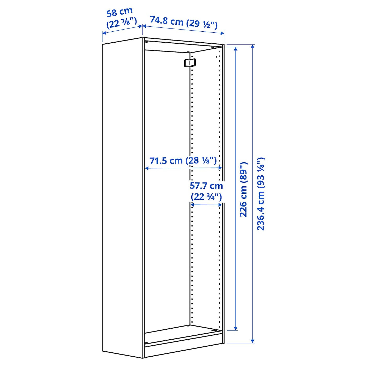 Pax Korpus Kleiderschrank - Weiß 75X58X236 Cm regarding Pax Kleiderschrank Maße