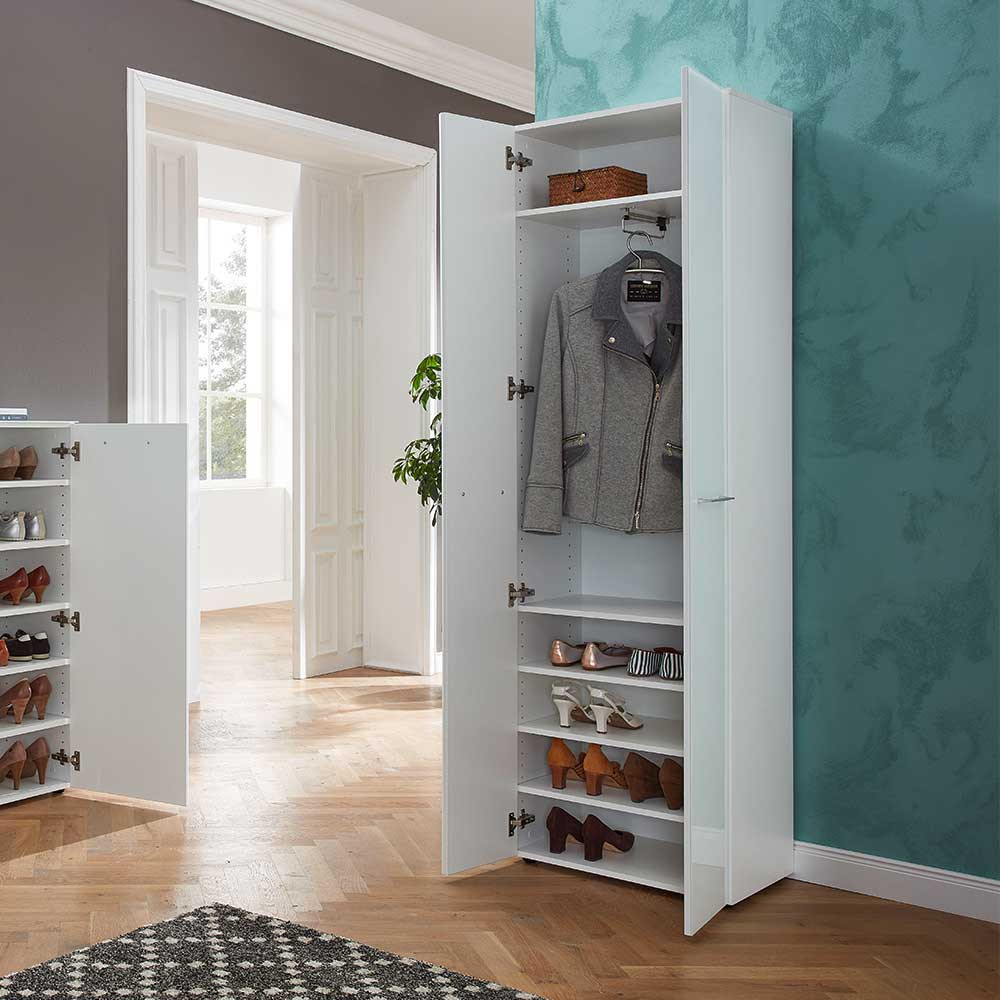 Weißer Flur Schrank Mit Glas-Front - Goeca within Flur Kleiderschrank