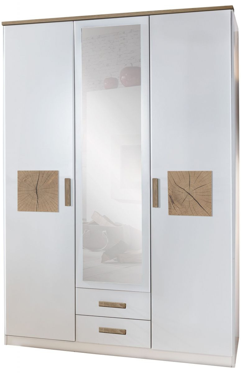 Drehtürenschrank Kleiderschrank Schrank Weiß Mit Spiegel 135 Cm with Kleiderschrank 135 Cm Breit