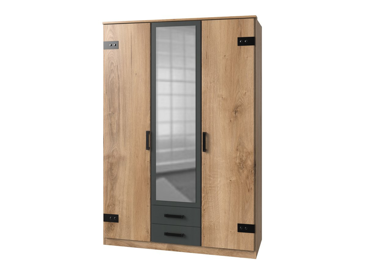 Kleiderschrank 135 Cm Plankeneiche - Graphit - Liverpool within Kleiderschrank 135 Cm Breit