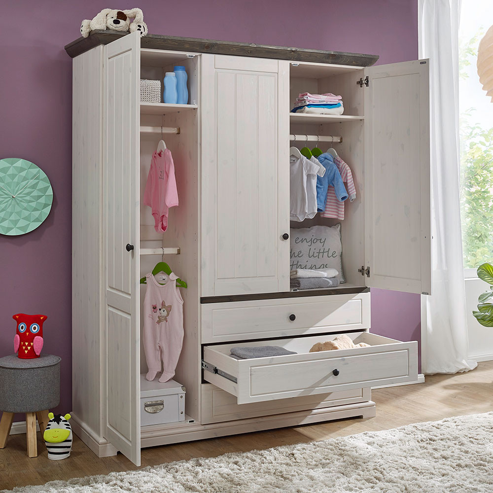 Landhaus Baby Kleiderschrank Mit Schubladen - Rimesca inside Baby Kleiderschrank