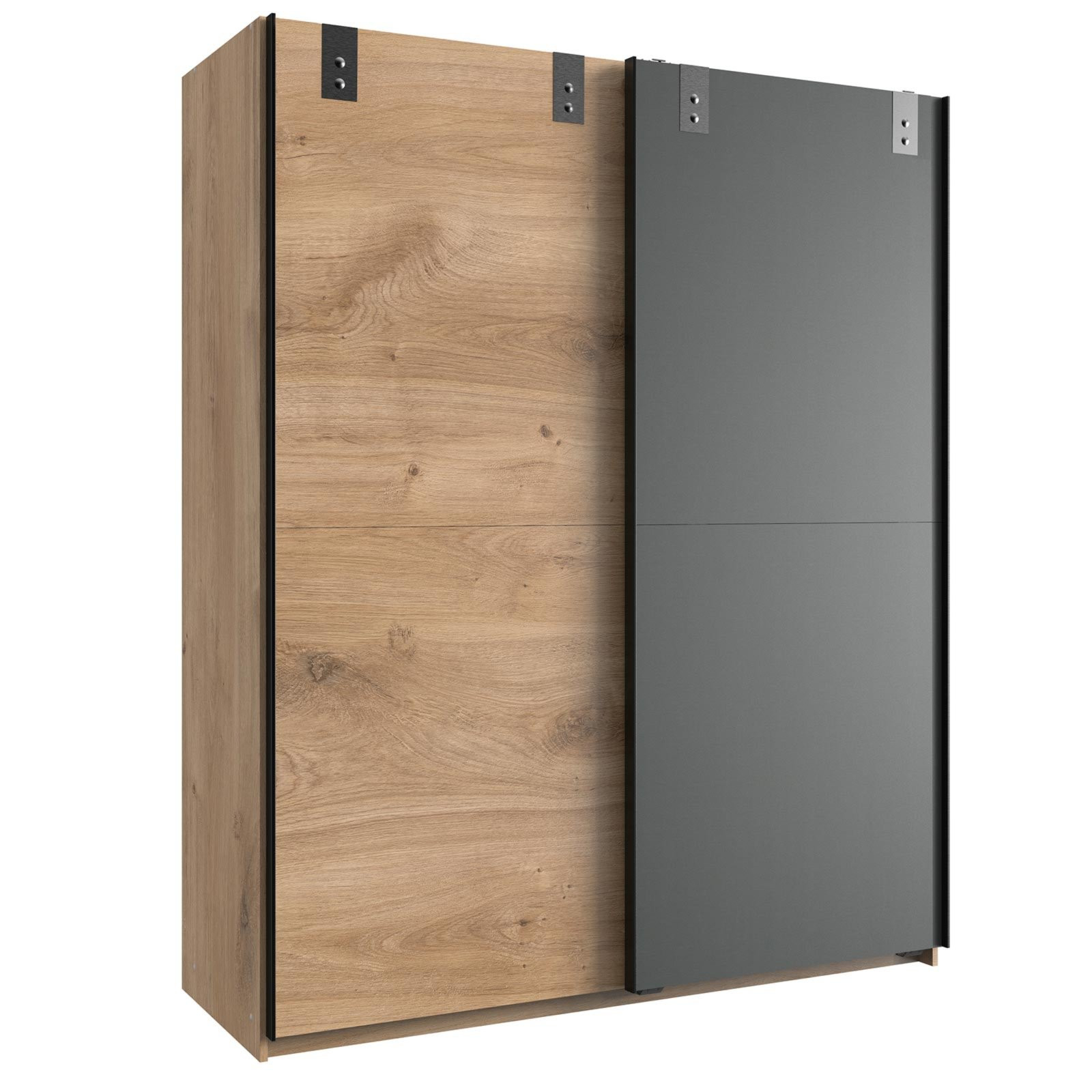 Schwebetürenschrank - Plankeneiche - Graphit - 135 Cm Breit throughout Kleiderschrank 135 Cm Breit