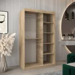 120 Cm Breiter Kleiderschrank Mit 2 Türen | 5 Fächer | Farbe: Sonoma Eiche  / Weiß In Kleiderschrank 120 Cm