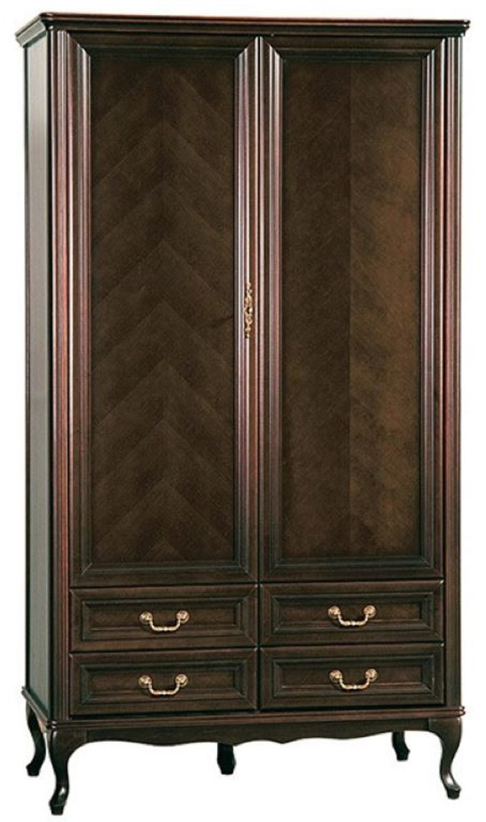 Casa Padrino Luxus Jugendstil Schlafzimmerschrank Dunkelbraun 114,5 X 60 X  H. 206 Cm - Massivholz Kleiderschrank Mit 2 Türen Und 4 Schubladen - Barock regarding Kleiderschrank Dunkelbraun