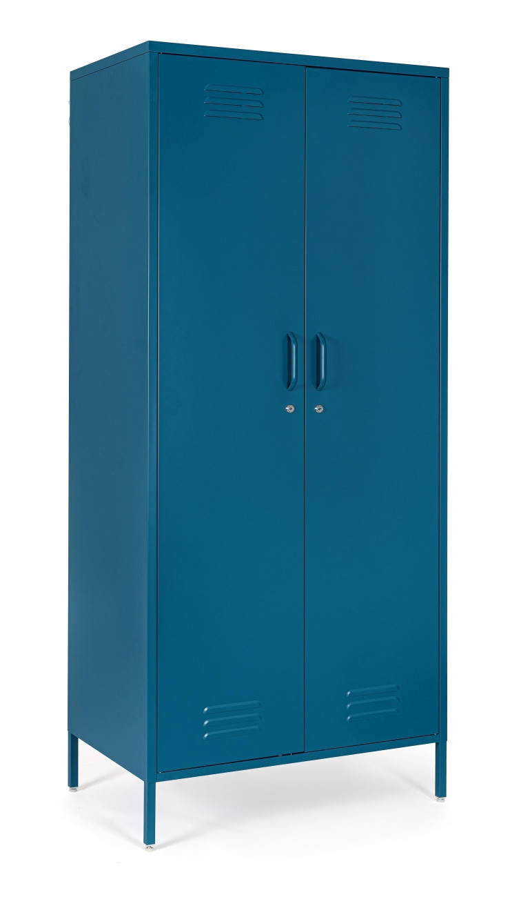 Kleiderschrank Cambridge 2 Türen Aus Metall, Blau | Blau | F1015330 throughout Kleiderschrank Blau