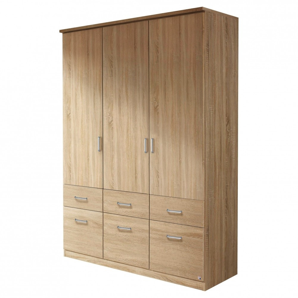 Kleiderschrank Jugendzimmerschrank Ohne Spiegel 136 Cm 3 Trg. 6 Schubladen  Aalen Eiche Sägerau throughout Kleiderschrank Ohne Spiegel