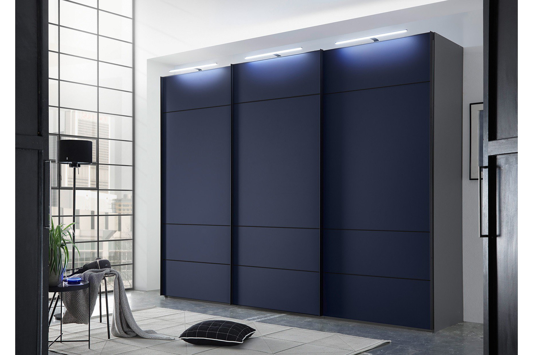 Satino Tresa Von Staud - Kleiderschrank Mit Matter Blauglasfront intended for Kleiderschrank Blau